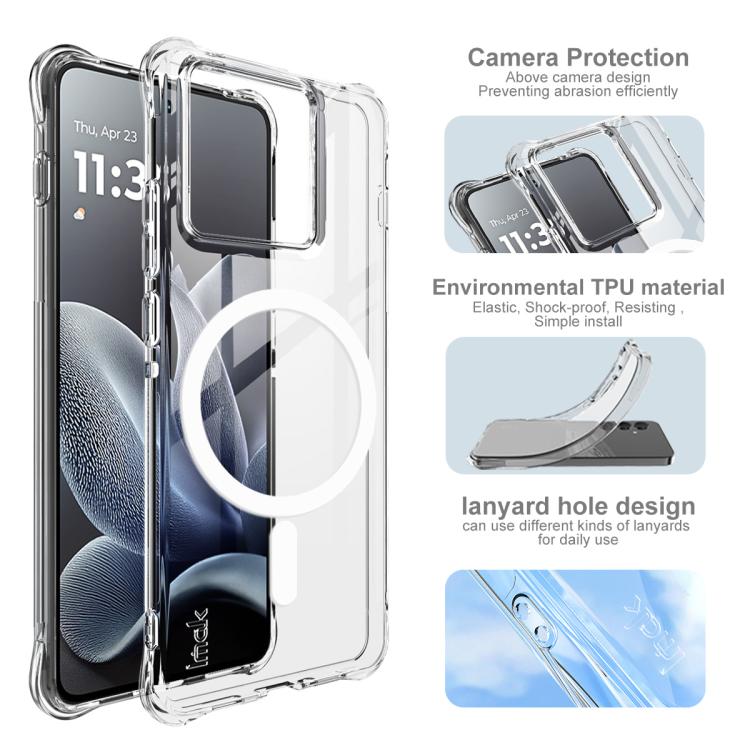 For Motorola Edge 70 5G imak Magnetic Shockproof Airbag TPU Phone Case - Transparent