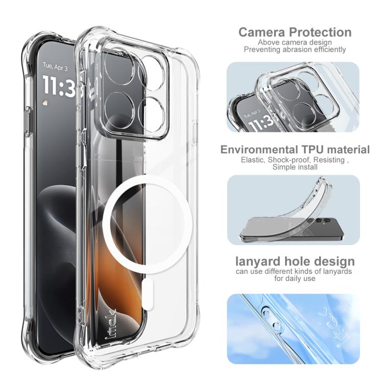 For Motorola Edge 5G 2026 imak Magnetic Shockproof Airbag TPU Phone Case - Transparent
