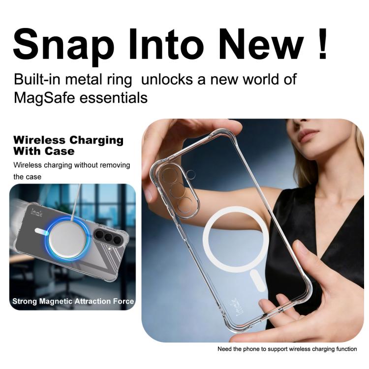 For Samsung Galaxy A57 5G imak Magnetic Shockproof Airbag TPU Phone Case - Transparent