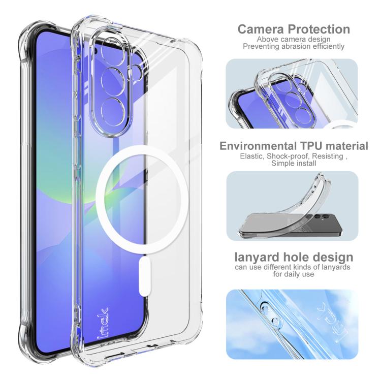 For Samsung Galaxy A57 5G imak Magnetic Shockproof Airbag TPU Phone Case - Transparent