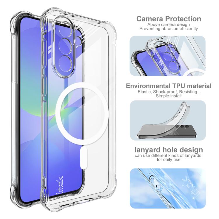 For Samsung Galaxy A37 5G imak Magnetic Shockproof Airbag TPU Phone Case - Transparent