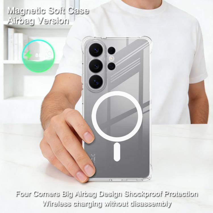 For Samsung Galaxy S26 Ultra 5G imak Magnetic Shockproof Airbag TPU Phone Case - Transparent