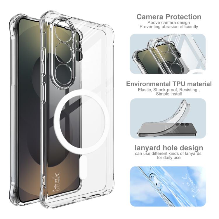 For Samsung Galaxy S26 Ultra 5G imak Magnetic Shockproof Airbag TPU Phone Case - Transparent