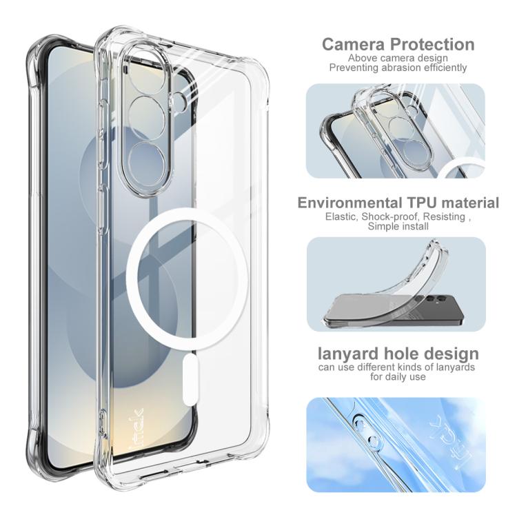 For Samsung Galaxy S26+ 5G imak Magnetic Shockproof Airbag TPU Phone Case - Transparent