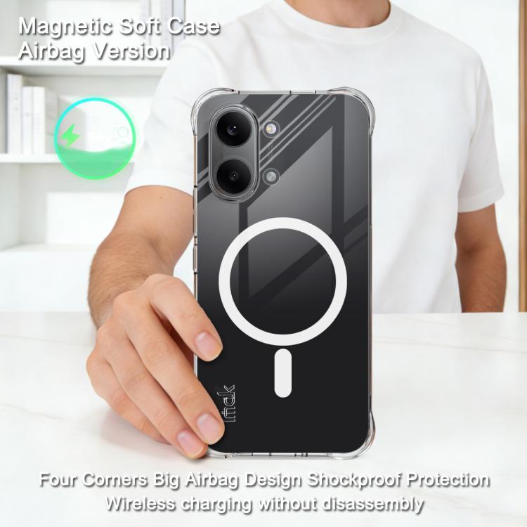 For Redmi Turbo 5 Max 5G imak Magnetic Shockproof Airbag TPU Phone Case - Transparent