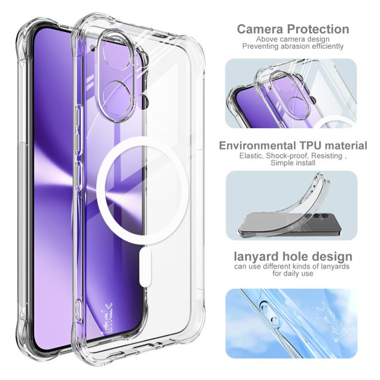 For Redmi Turbo 5 Max 5G imak Magnetic Shockproof Airbag TPU Phone Case - Transparent