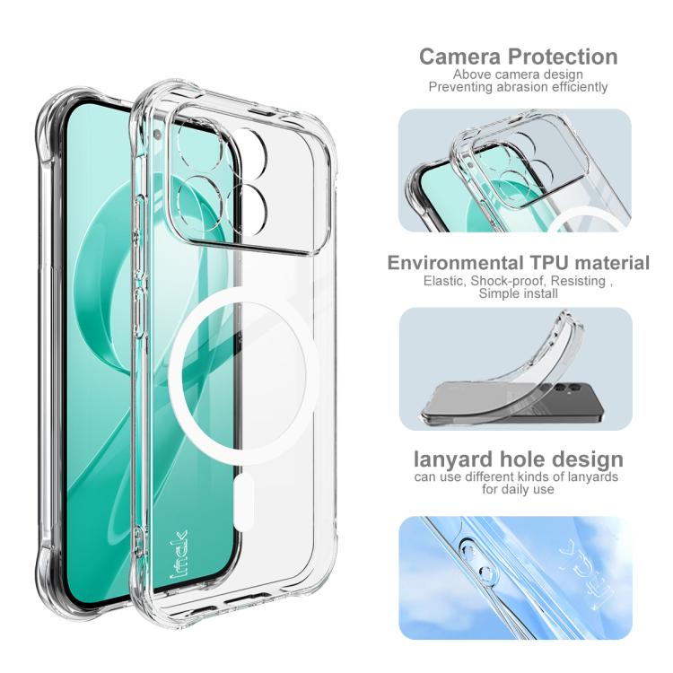 For Redmi K90/Poco F8 Pro 5G imak Magnetic Shockproof Airbag TPU Phone Case - Transparent