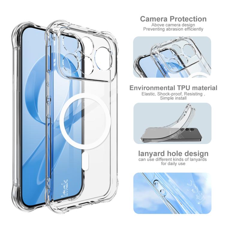 For Redmi K90 Pro Max/Poco F8 Ultra 5G imak Magnetic Shockproof Airbag TPU Phone Case - Transparent