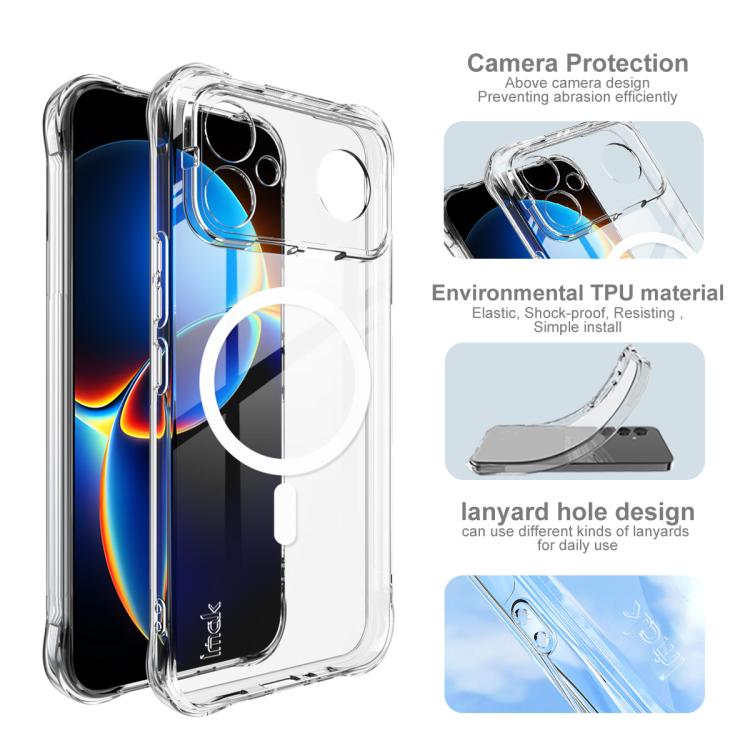 For Redmi K90 Max imak Magnetic Shockproof Airbag TPU Phone Case - Transparent