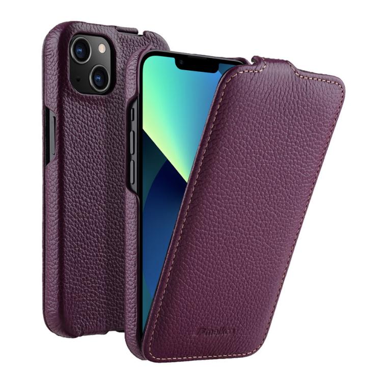 For iPhone 13 melkco Litchi Texture Vertical Flip Magnetic Genuine Leather Phone Case
