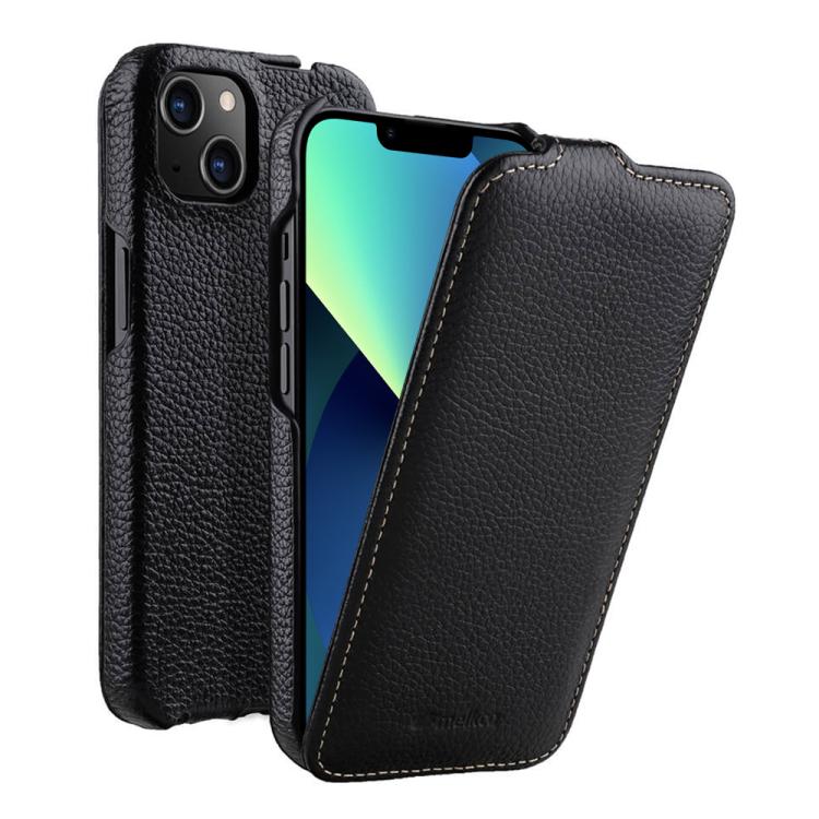 For iPhone 13 melkco Litchi Texture Vertical Flip Magnetic Genuine Leather Phone Case