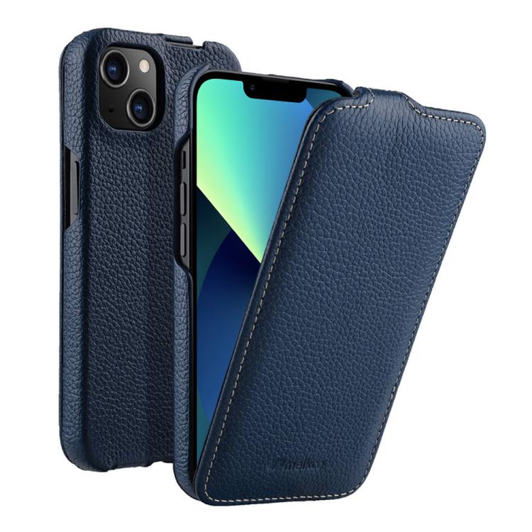 For iPhone 13 melkco Litchi Texture Vertical Flip Magnetic Genuine Leather Phone Case
