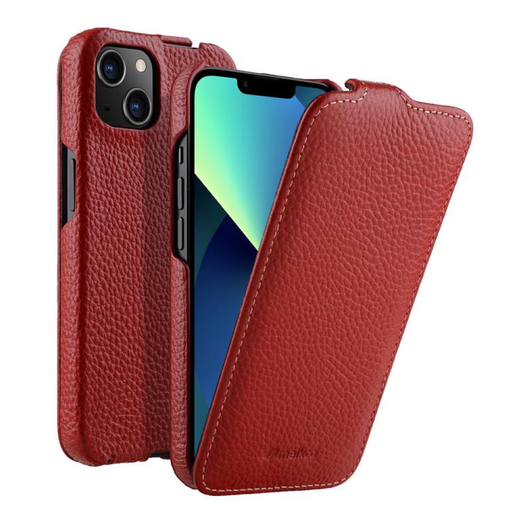 For iPhone 13 melkco Litchi Texture Vertical Flip Magnetic Genuine Leather Phone Case