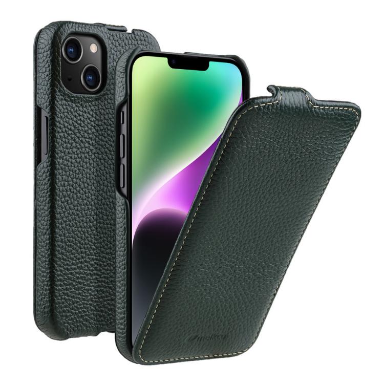For iPhone 14 melkco Litchi Texture Vertical Flip Magnetic Genuine Leather Phone Case
