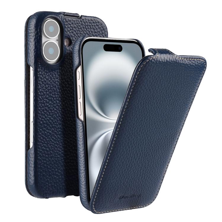 For iPhone 16 melkco Litchi Texture Vertical Flip Magnetic Genuine Leather Phone Case