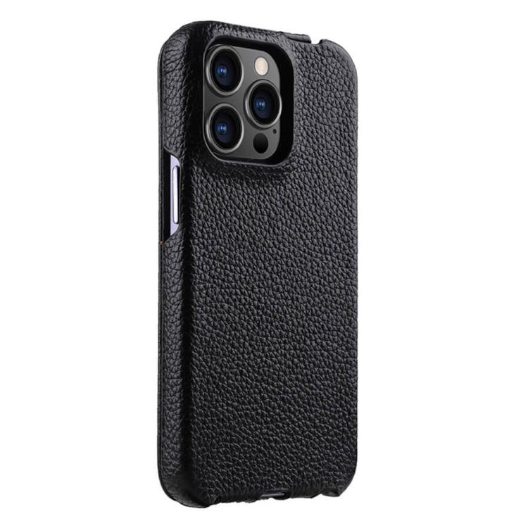 For iPhone 14 melkco Litchi Texture Vertical Flip Magnetic Genuine Leather Phone Case