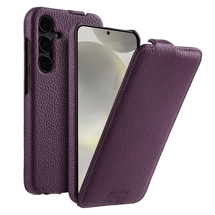 For Samsung Galaxy S24 5G melkco Litchi Texture Vertical Flip Magnetic Genuine Leather Phone Case