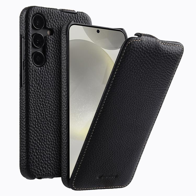 For Samsung Galaxy S24 5G melkco Litchi Texture Vertical Flip Magnetic Genuine Leather Phone Case