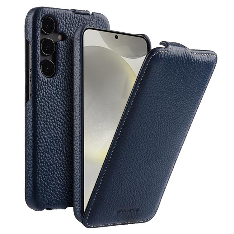 For Samsung Galaxy S24 5G melkco Litchi Texture Vertical Flip Magnetic Genuine Leather Phone Case