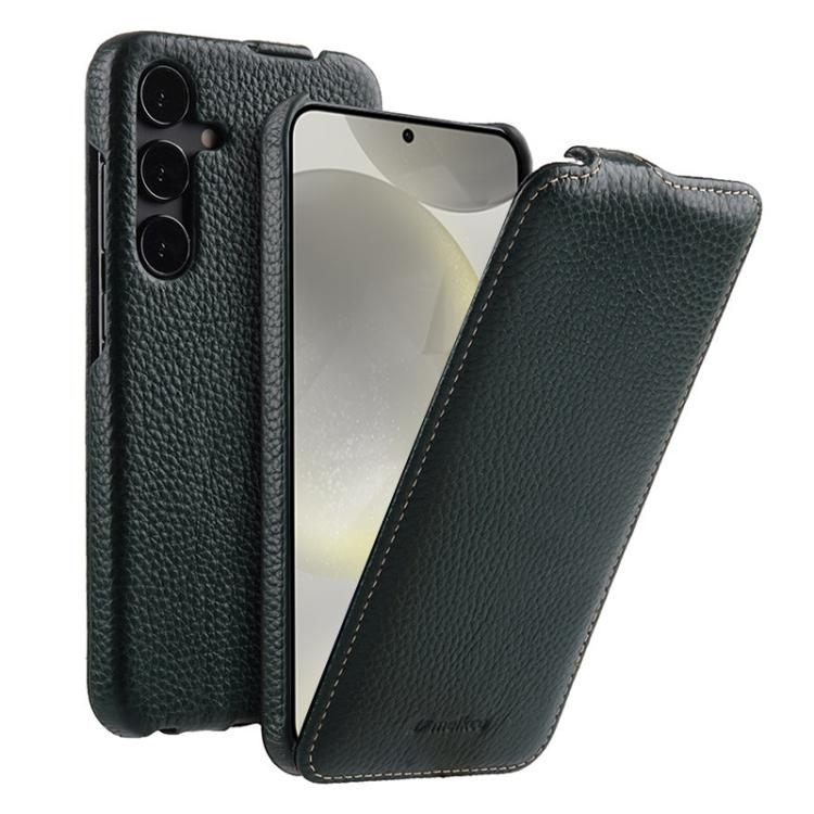 For Samsung Galaxy S24 5G melkco Litchi Texture Vertical Flip Magnetic Genuine Leather Phone Case