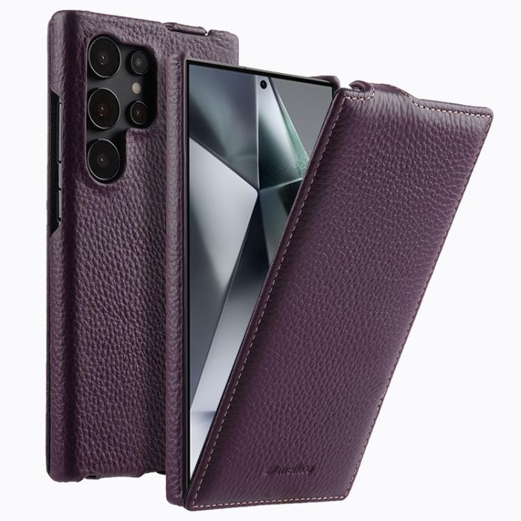 For Samsung Galaxy S24 Ultra 5G melkco Litchi Texture Vertical Flip Magnetic Genuine Leather Phone Case