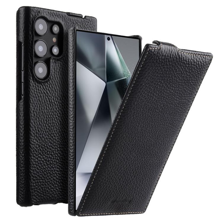 For Samsung Galaxy S24 Ultra 5G melkco Litchi Texture Vertical Flip Magnetic Genuine Leather Phone Case
