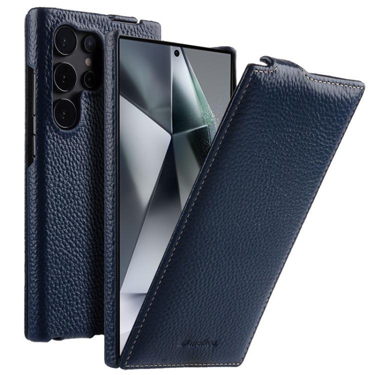 For Samsung Galaxy S24 Ultra 5G melkco Litchi Texture Vertical Flip Magnetic Genuine Leather Phone Case