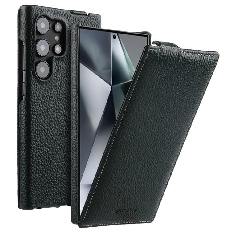 For Samsung Galaxy S24 Ultra 5G melkco Litchi Texture Vertical Flip Magnetic Genuine Leather Phone Case