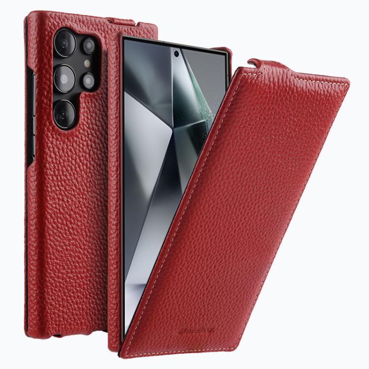 For Samsung Galaxy S24 Ultra 5G melkco Litchi Texture Vertical Flip Magnetic Genuine Leather Phone Case