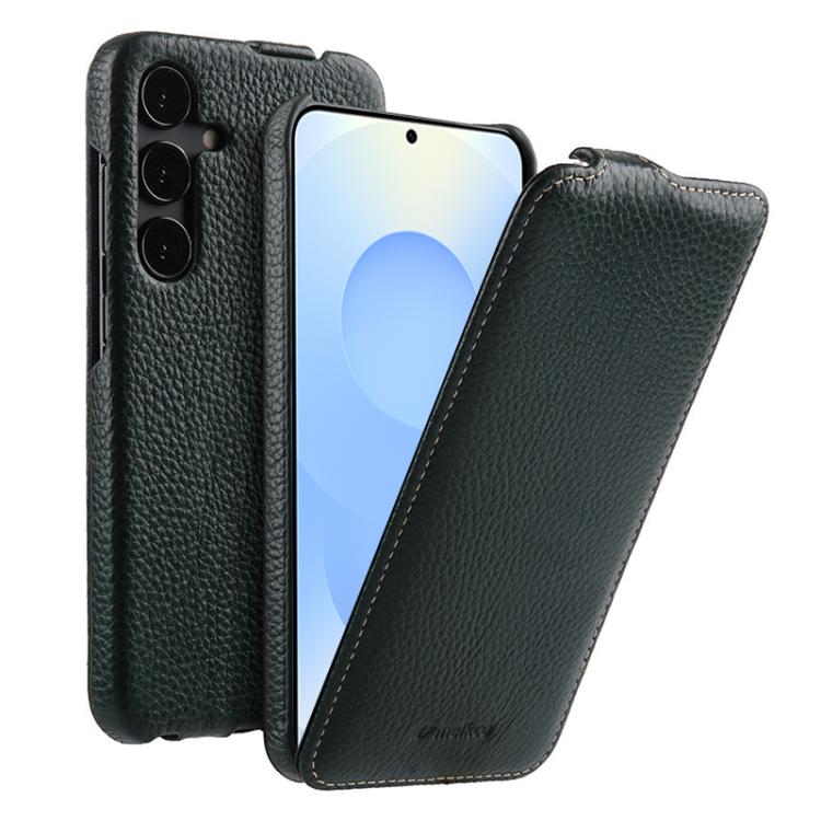 For Samsung Galaxy S25 5G melkco Litchi Texture Vertical Flip Magnetic Genuine Leather Phone Case