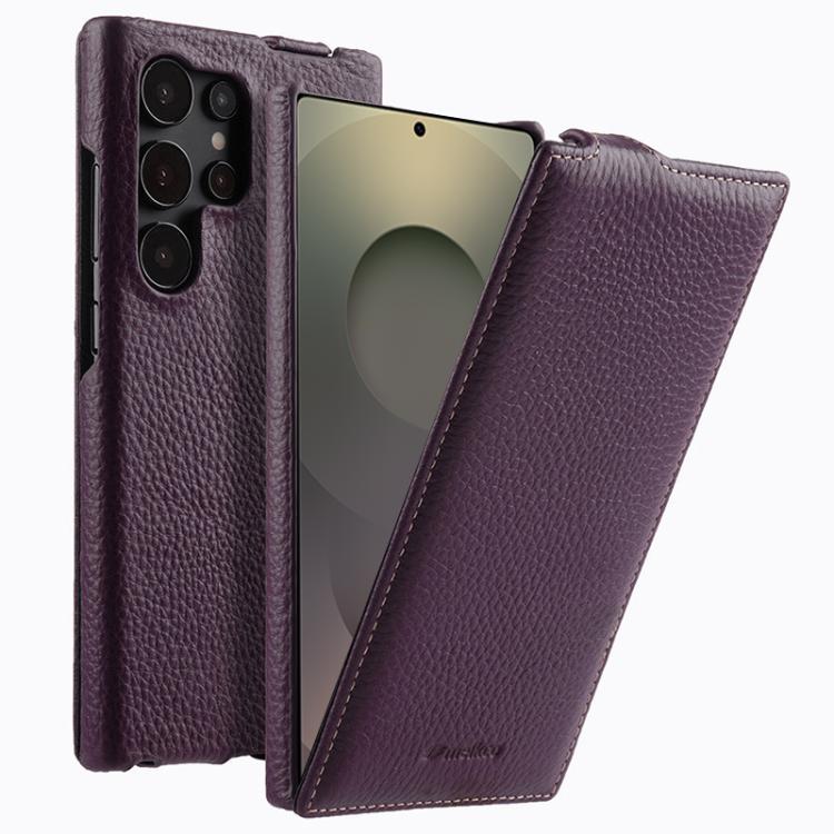 For Samsung Galaxy S25 Ultra 5G melkco Litchi Texture Vertical Flip Magnetic Genuine Leather Phone Case