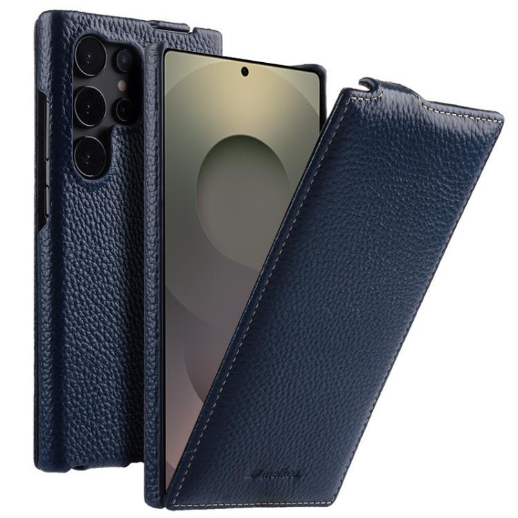 For Samsung Galaxy S25 Ultra 5G melkco Litchi Texture Vertical Flip Magnetic Genuine Leather Phone Case