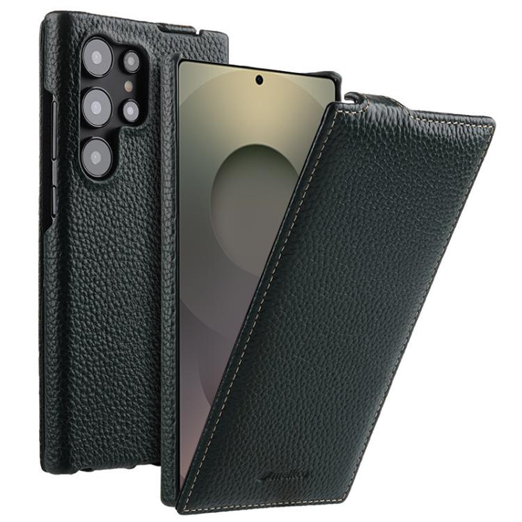 For Samsung Galaxy S25 Ultra 5G melkco Litchi Texture Vertical Flip Magnetic Genuine Leather Phone Case