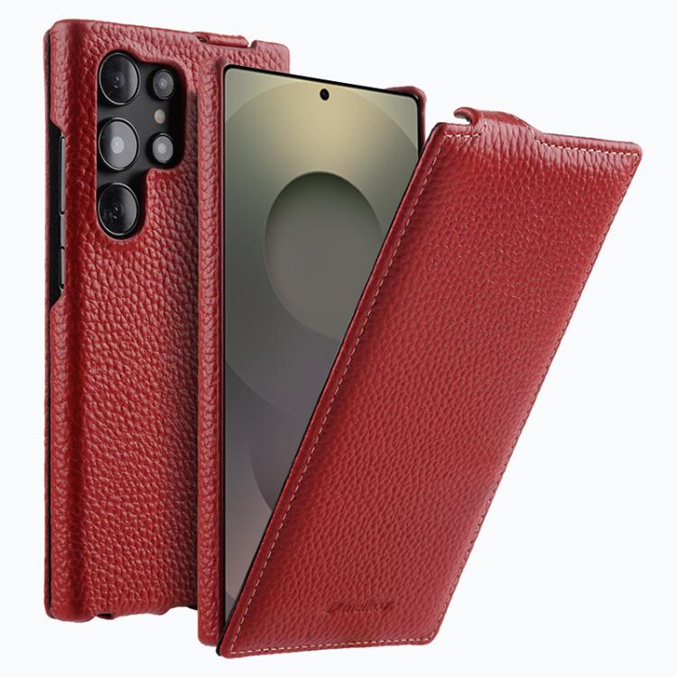 For Samsung Galaxy S25 Ultra 5G melkco Litchi Texture Vertical Flip Magnetic Genuine Leather Phone Case