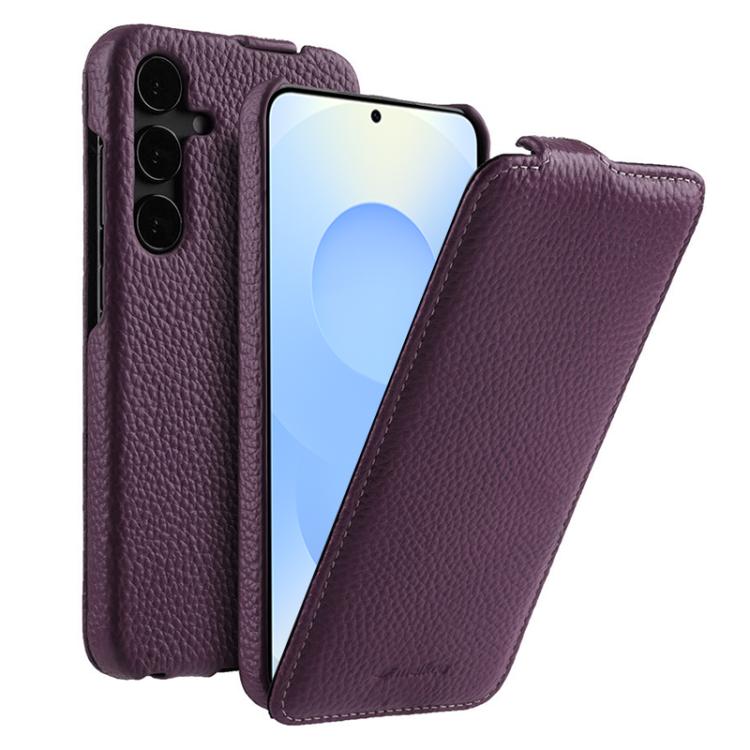 For Samsung Galaxy S25+ 5G melkco Litchi Texture Vertical Flip Magnetic Genuine Leather Phone Case