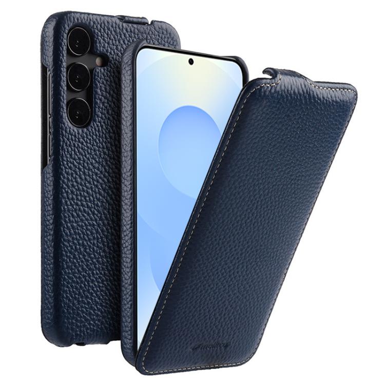 For Samsung Galaxy S25+ 5G melkco Litchi Texture Vertical Flip Magnetic Genuine Leather Phone Case