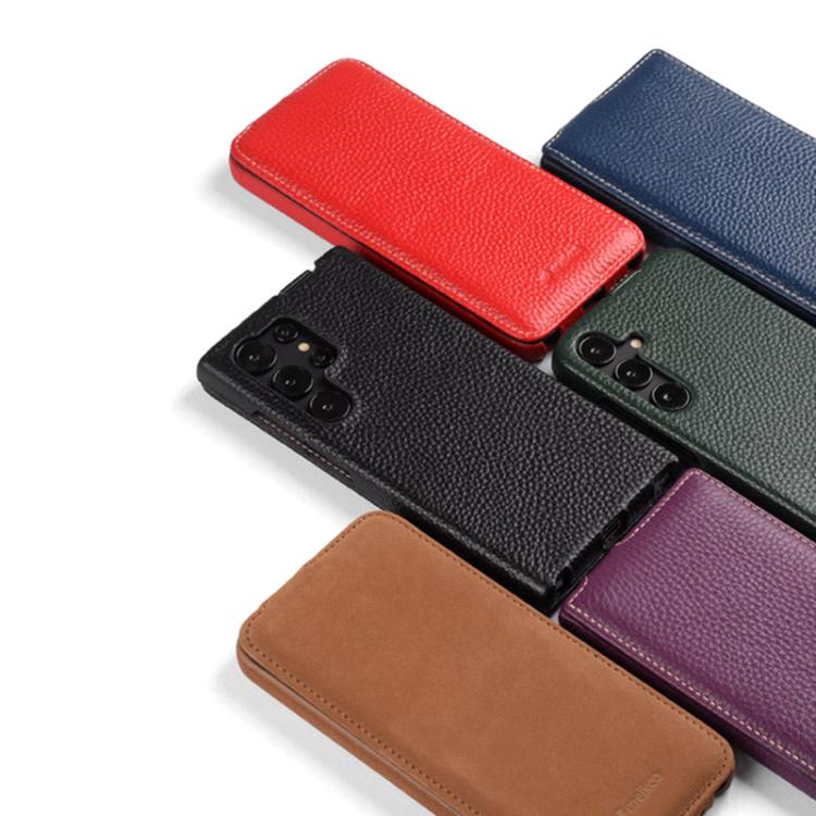 For Samsung Galaxy S25+ 5G melkco Litchi Texture Vertical Flip Magnetic Genuine Leather Phone Case