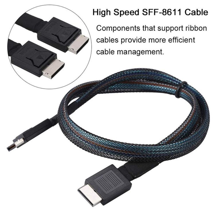 WG172 Oculink SFF-8611 to SFF-8611 PCIE4.0 MINISAS Cable, Length:0.5m