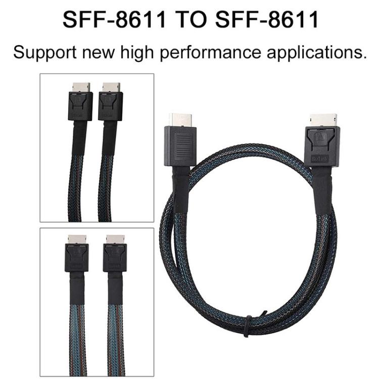WG172 Oculink SFF-8611 to SFF-8611 PCIE4.0 MINISAS Cable, Length:0.5m