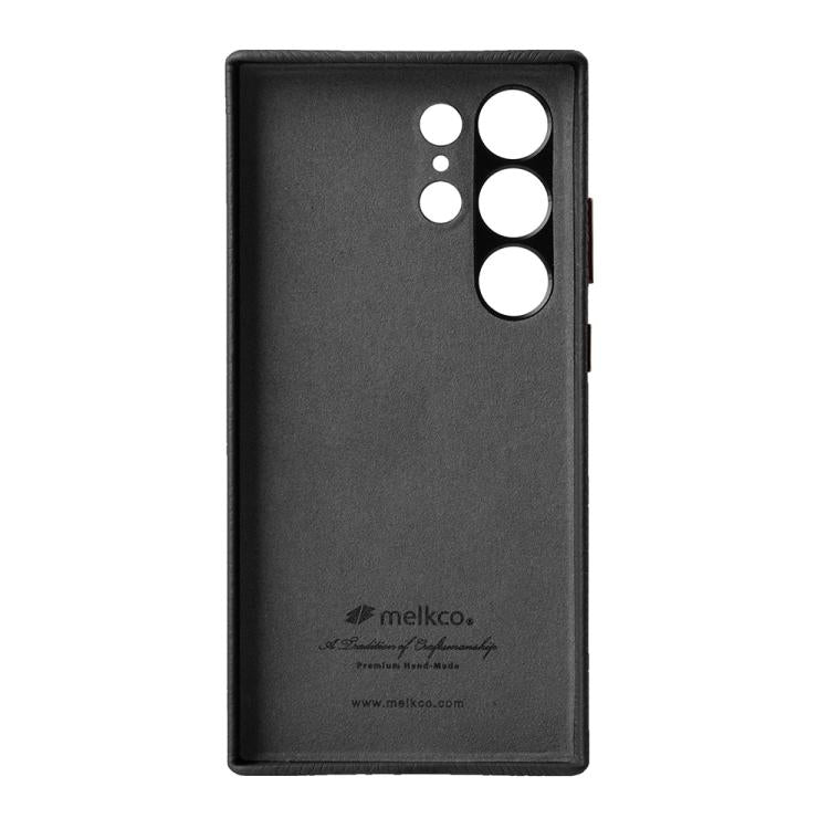 For Samsung Galaxy S24 Ultra 5G melkco Litchi Texture Genuine Leather Phone Case with Metal Lens Frame