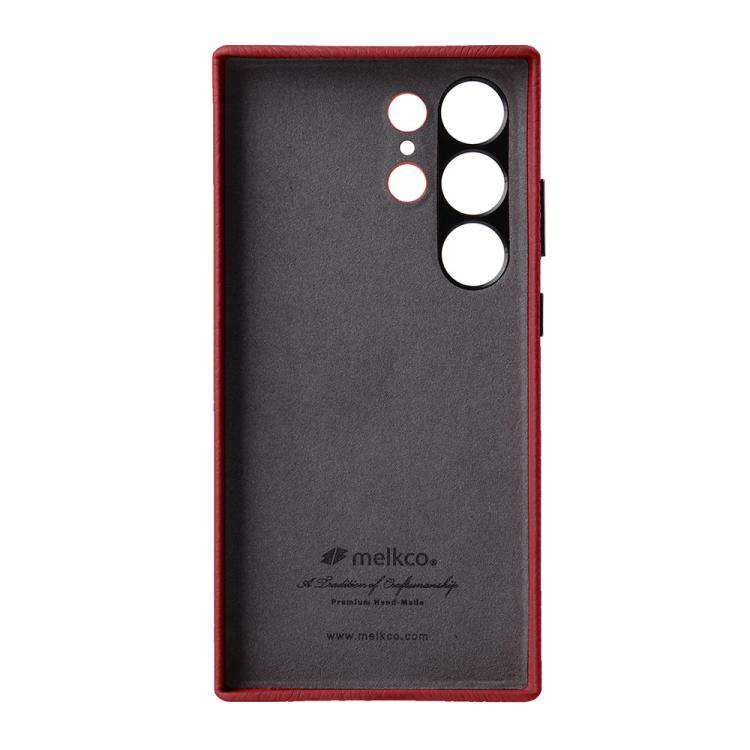 For Samsung Galaxy S24 Ultra 5G melkco Litchi Texture Genuine Leather Phone Case with Metal Lens Frame