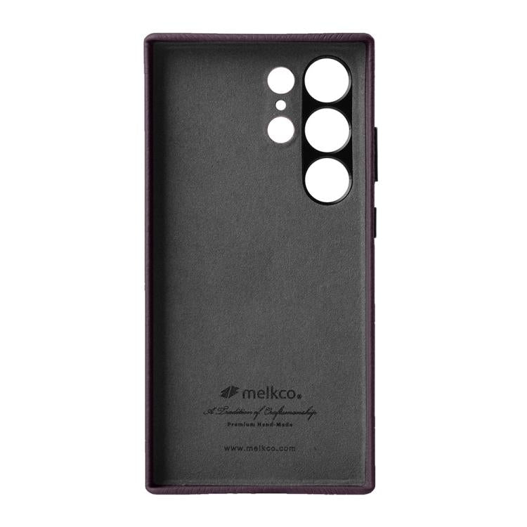 For Samsung Galaxy S24 Ultra 5G melkco Litchi Texture Genuine Leather Phone Case with Metal Lens Frame