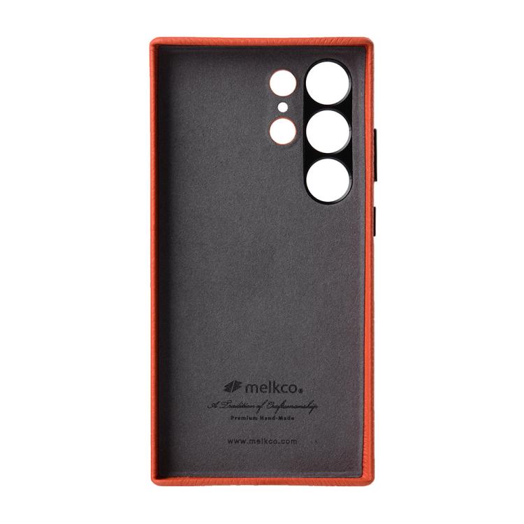 For Samsung Galaxy S24 Ultra 5G melkco Litchi Texture Genuine Leather Phone Case with Metal Lens Frame