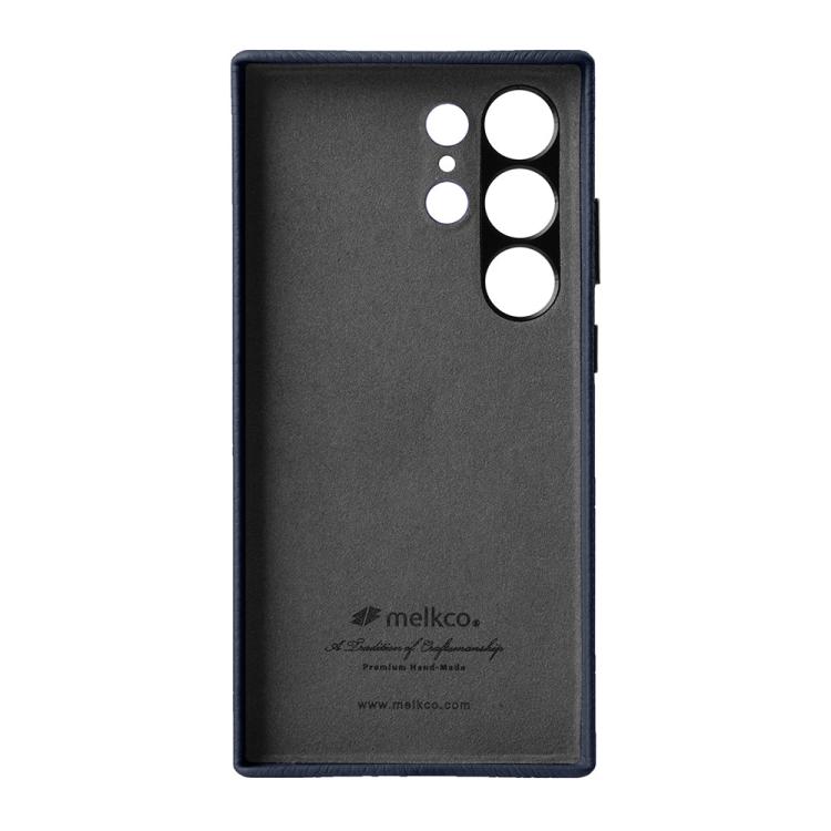 For Samsung Galaxy S24 Ultra 5G melkco Litchi Texture Genuine Leather Phone Case with Metal Lens Frame