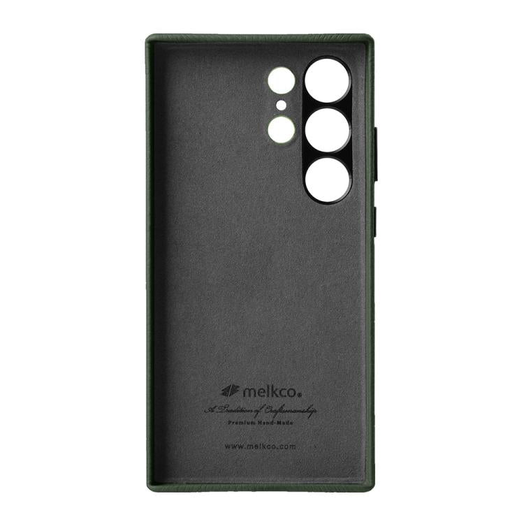 For Samsung Galaxy S24 Ultra 5G melkco Litchi Texture Genuine Leather Phone Case with Metal Lens Frame