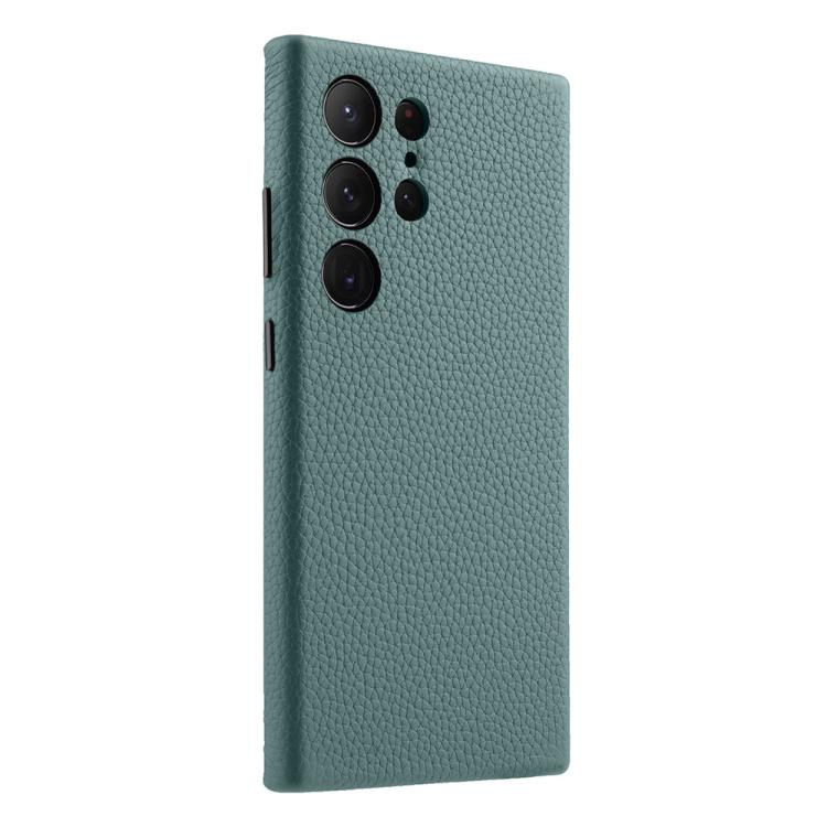 For Samsung Galaxy S24 Ultra 5G melkco Litchi Texture Genuine Leather Phone Case with Metal Lens Frame