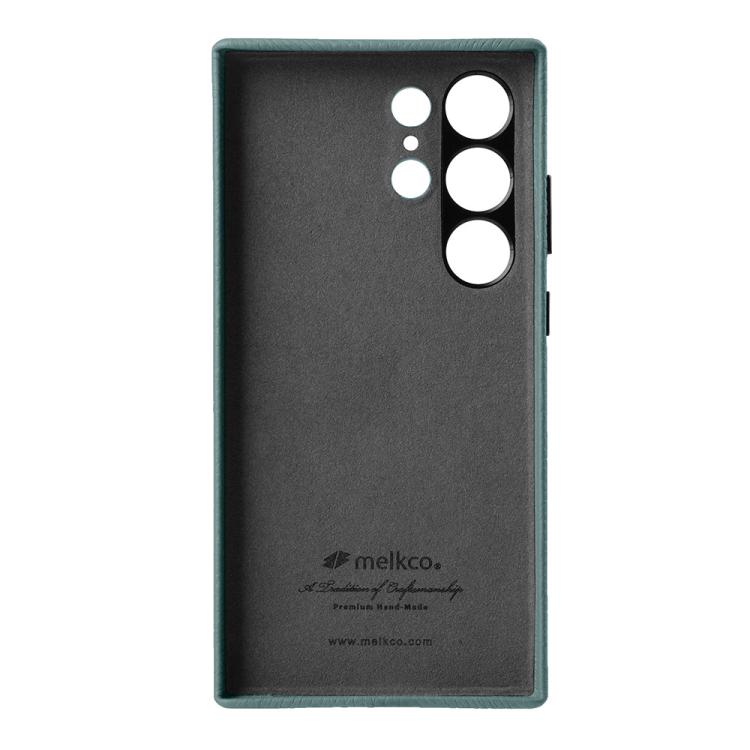 For Samsung Galaxy S24 Ultra 5G melkco Litchi Texture Genuine Leather Phone Case with Metal Lens Frame