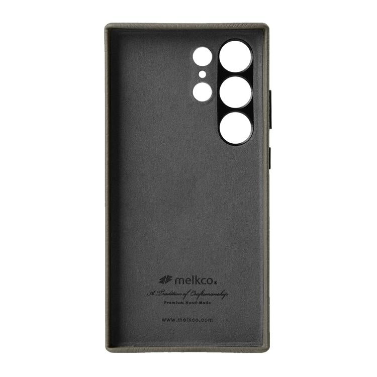 For Samsung Galaxy S24 Ultra 5G melkco Litchi Texture Genuine Leather Phone Case with Metal Lens Frame
