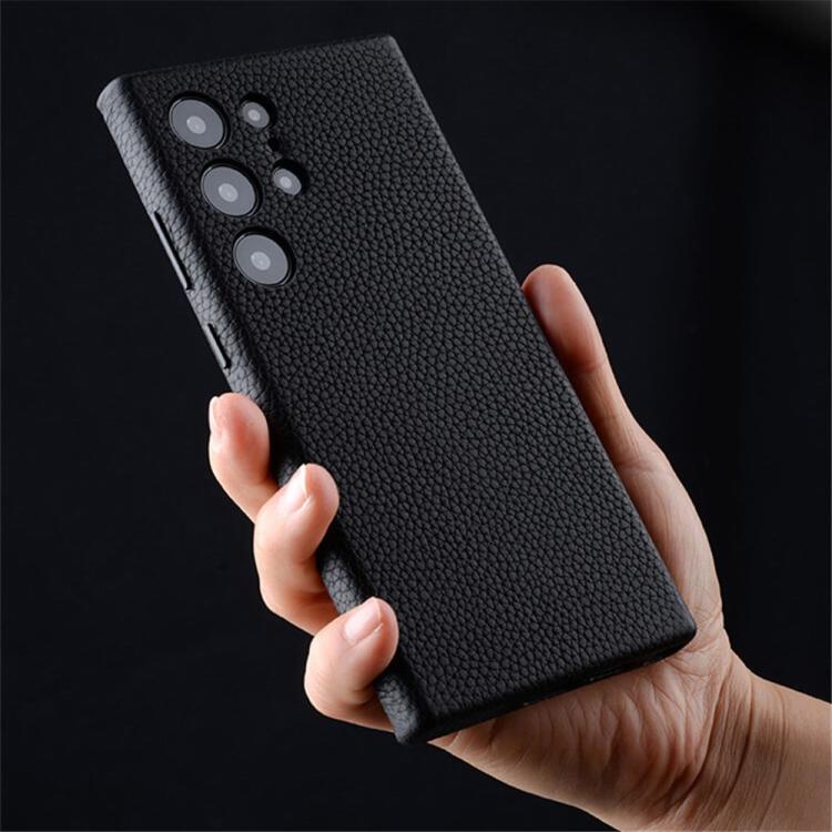 For Samsung Galaxy S24 5G melkco Litchi Texture Genuine Leather Phone Case with Metal Lens Frame