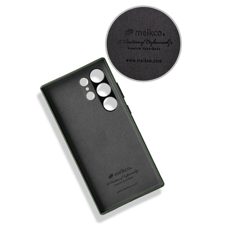 For Samsung Galaxy S24 5G melkco Litchi Texture Genuine Leather Phone Case with Metal Lens Frame